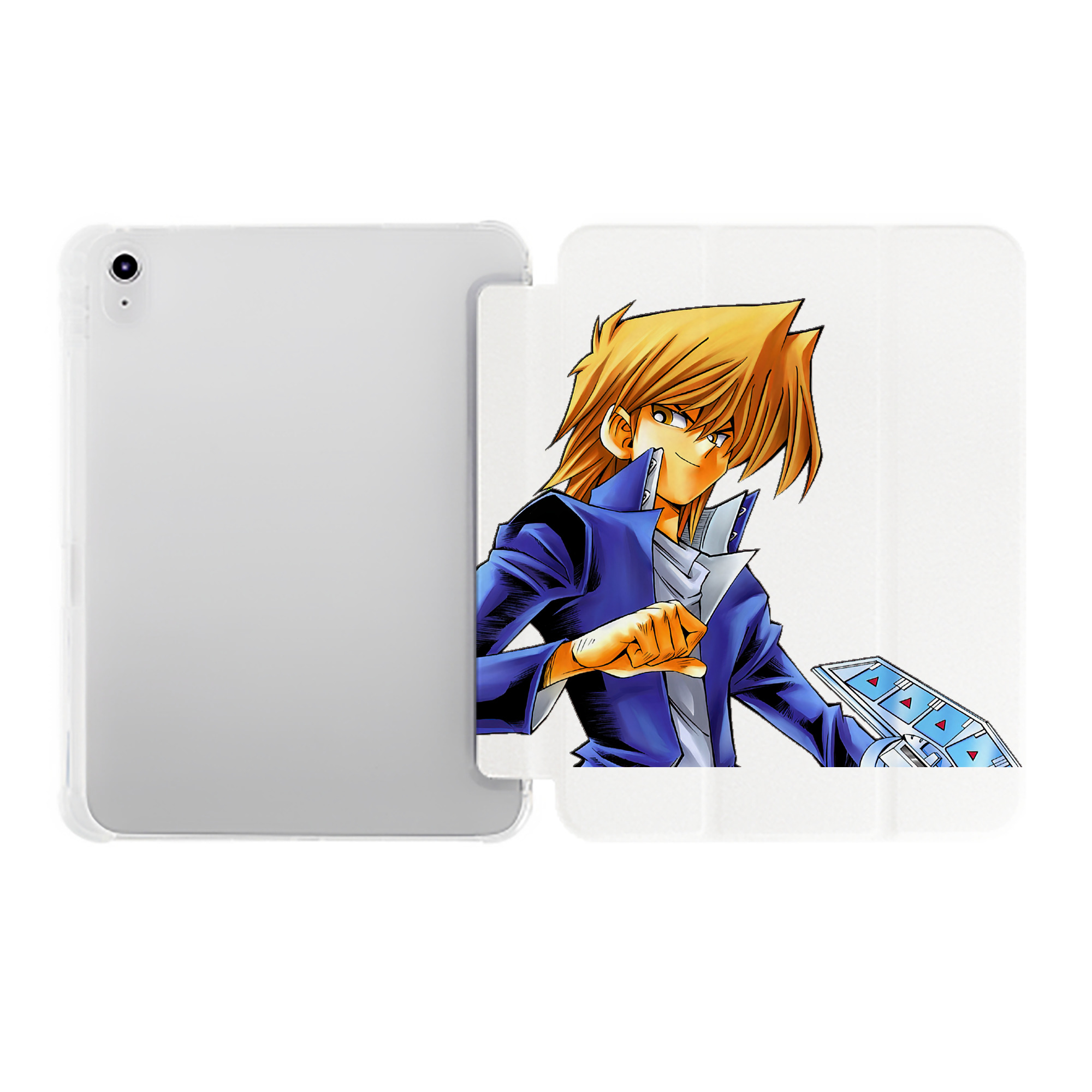 （画像用） 遊☆戯☆王 Yu-Gi-Oh! IPad ケース ペン収納付き 三つ折りスタンド PUレザー×シリコン 対応機種9.5/10.5/10.9インチ